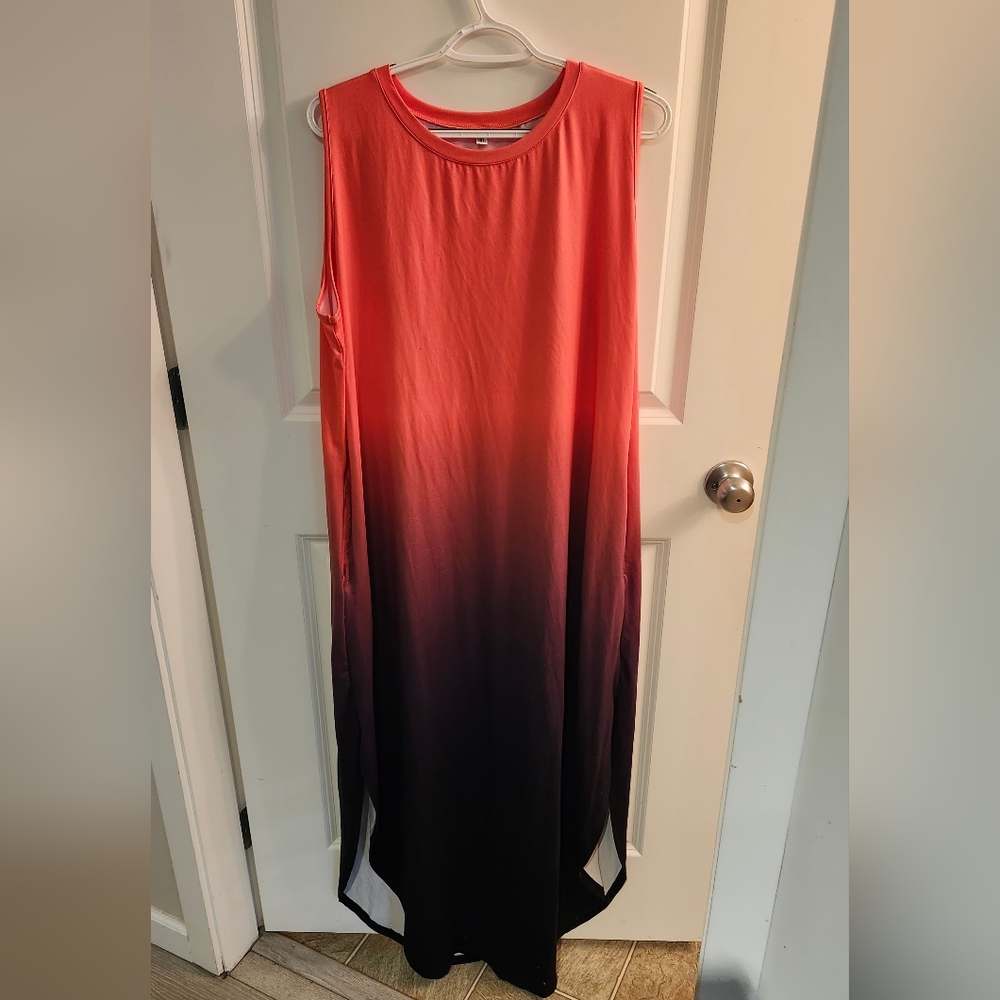 Ombre Maxi Dress in Red and Black